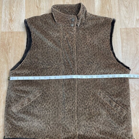 JONES NEW YORK VEST FULL ZIP FAUX FUR LINED WOMENS L ANIMAL PRINT POCKETS ARTSY - Picture 9 of 10